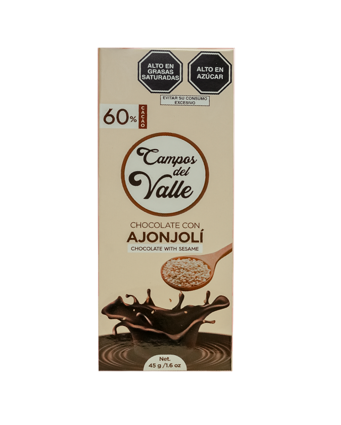 Chocolate con Ajonjolí al 60 % Cacao