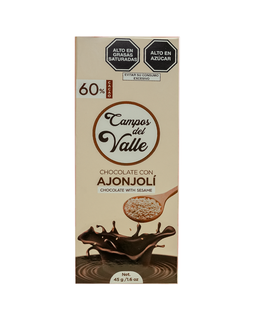 Chocolate con Ajonjolí al 60 % Cacao